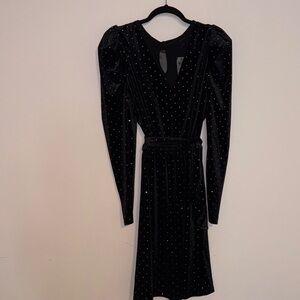 INC International Concepts Black Velvet Dress with Silver Accents